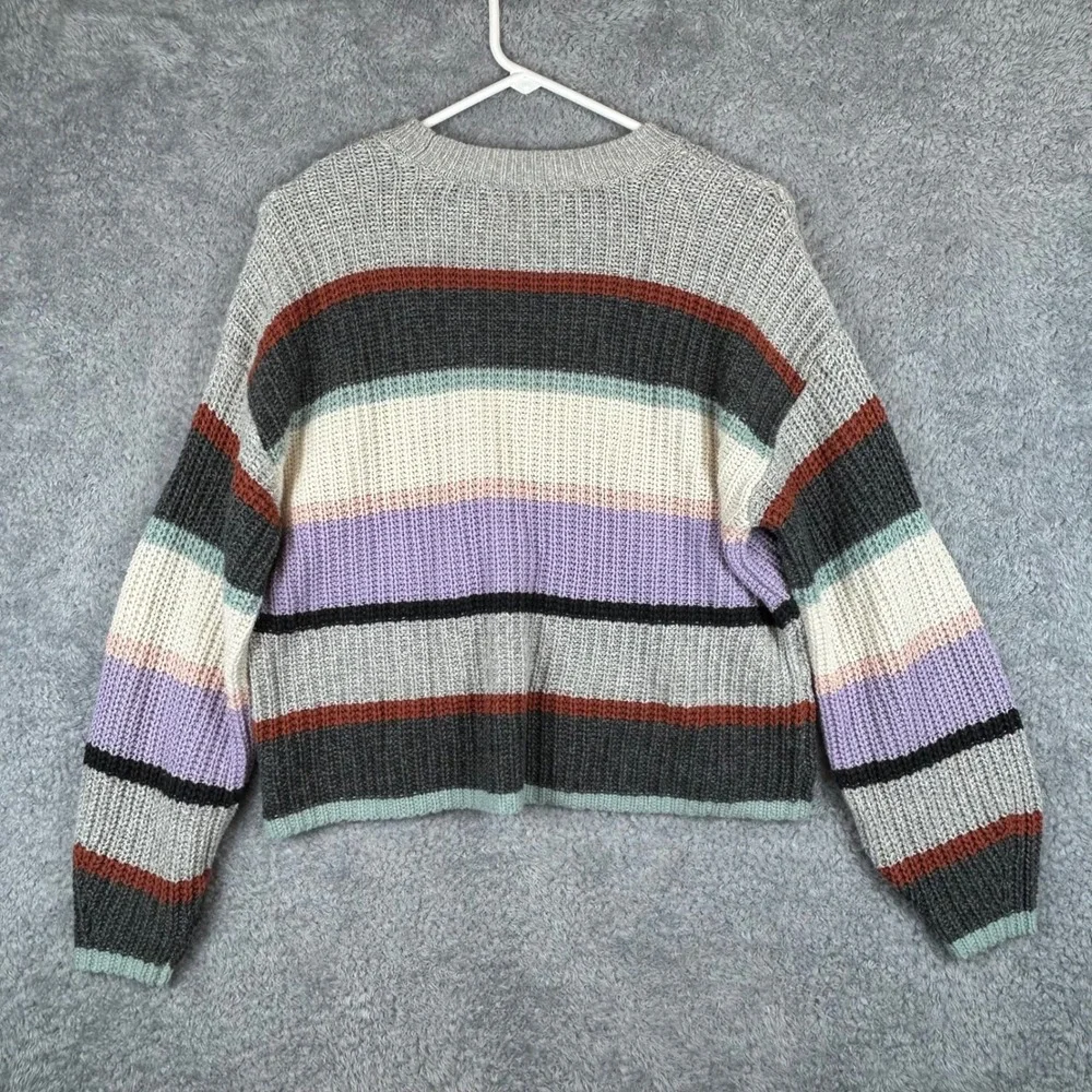American Eagle Womens XS Striped Chunky Knit Crewneck Sweater Multicolor Relaxed